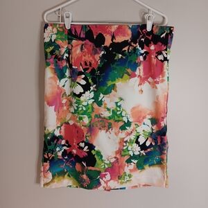 Worthington Floral Pencil Straight Skirt Sz 18 Knee Length